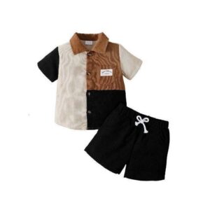Catpapa 1-6Years Kids Boy Turn-Down Collor Shirt + Shorts Summer Fashion 2PCS Oufit