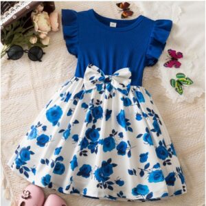 Girls Butterfly Print Princess Dress 3-8 Years