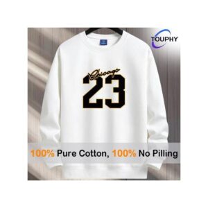 TOUPHY Men's Sweatshirt Casual Long Sleeve T-Shirt Pocket-White
